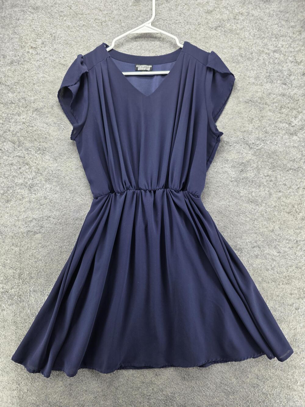 Papermoon Dress Womens L Blue Fit & Flare Short V-Neck Flutter Sleeve Stitch Fix